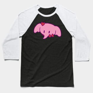 Pink Heart Elephant Face Baseball T-Shirt